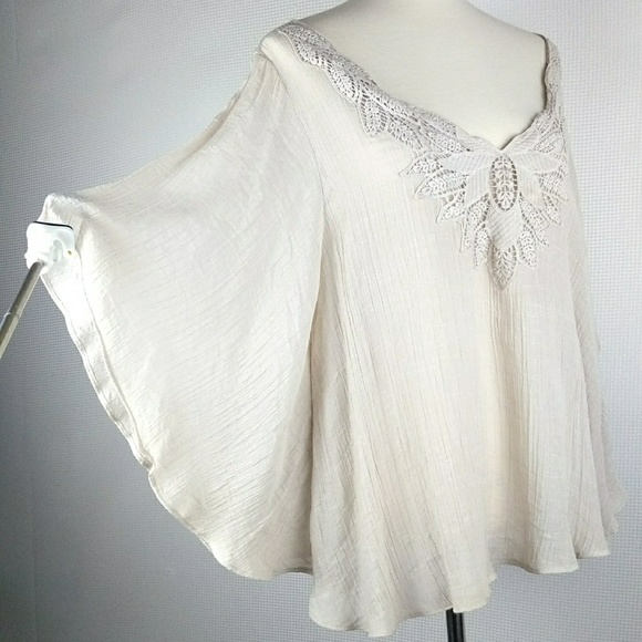 Spense Tops - Spense Boho Kimono Flutter Sleeve Blouse